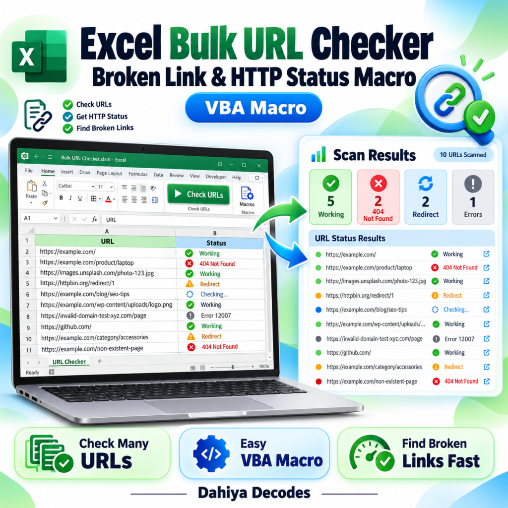 Excel Bulk URL Checker – Broken Link and HTTP Status Macro