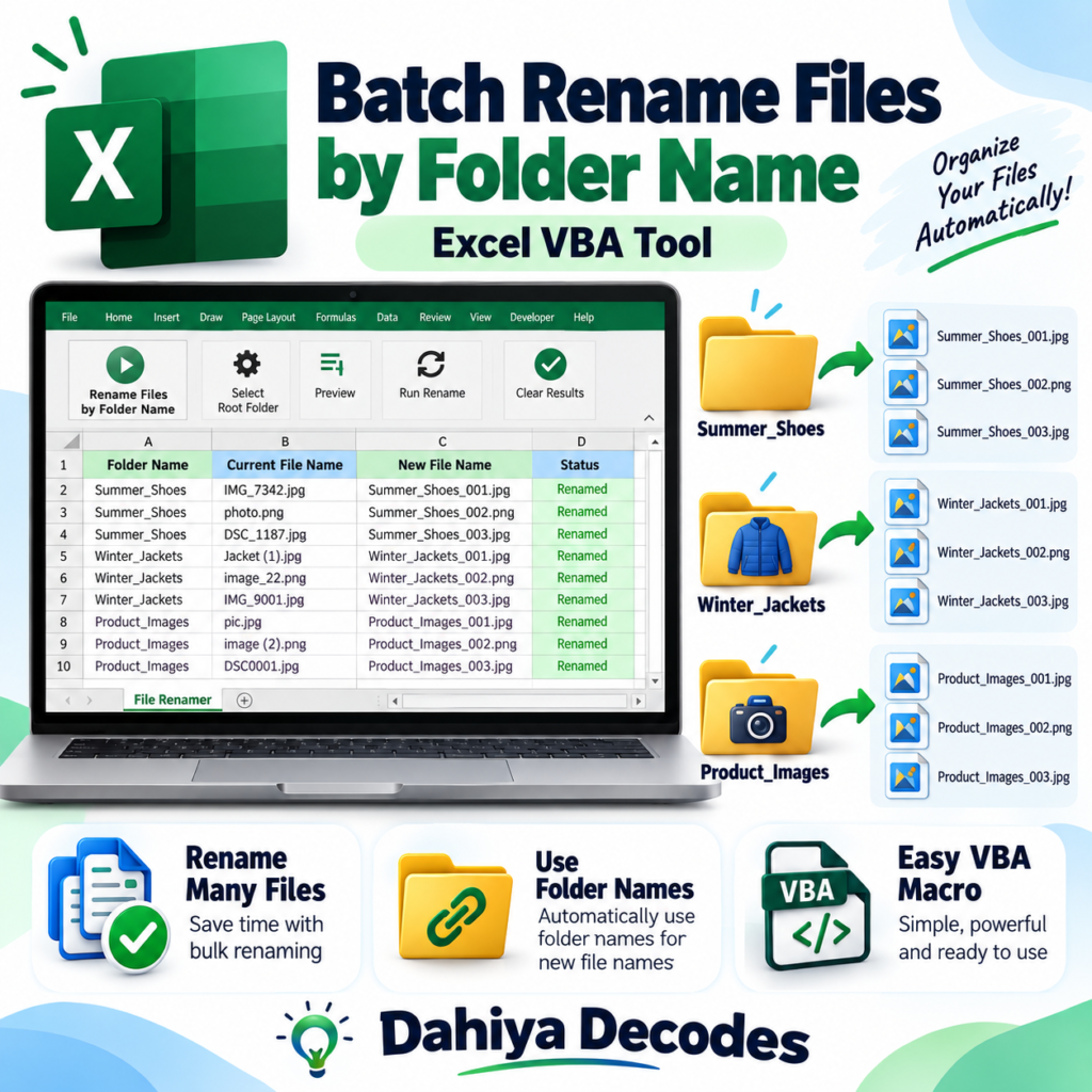 Batch Rename Files by Folder Name – Excel VBA Tool
