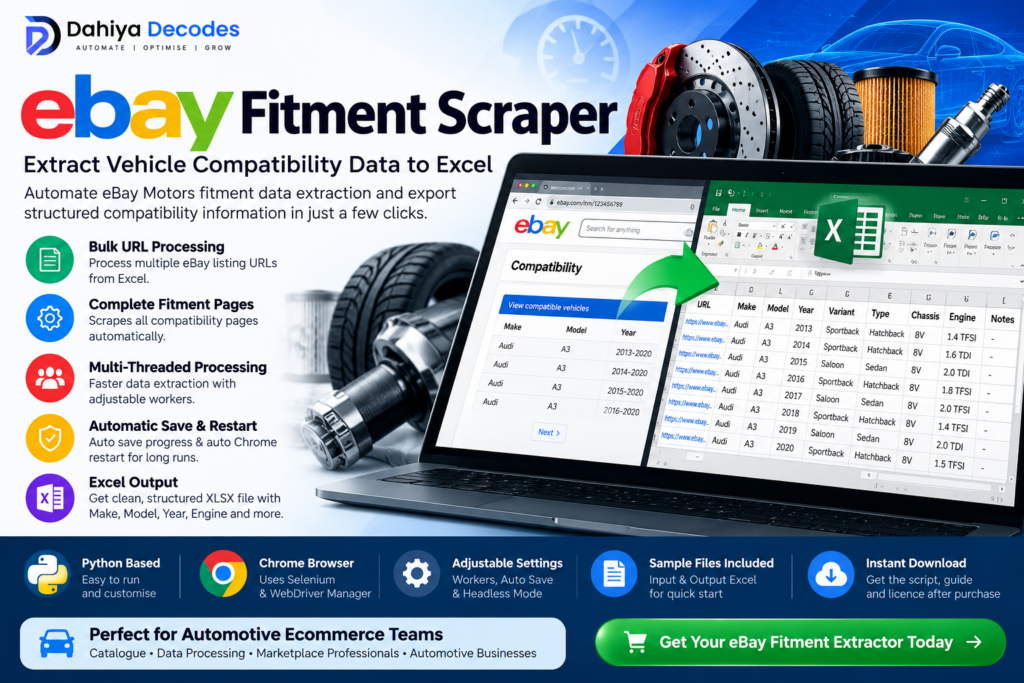 eBay Fitment Scraper & Vehicle Compatibility Export Tool